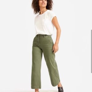 Everlane wide leg crop pant, size 12, olive green